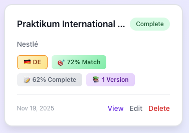 StoryLenses Tool Interface - Stellenausschreibung analysieren